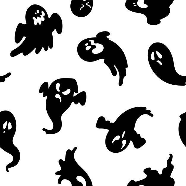 Vecteur un motif de fantômes les doodles sont des fantômes