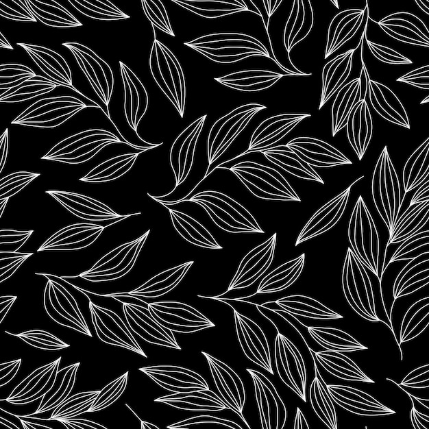 Vecteur motif feuille noir et blanc