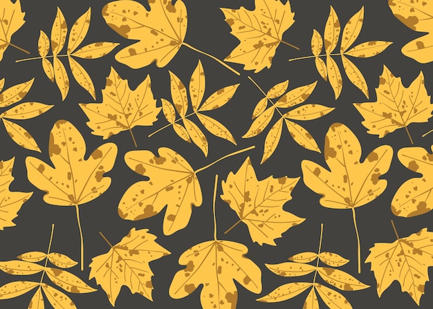 Motif De Feuilles D'automne Sur Fond Sombre