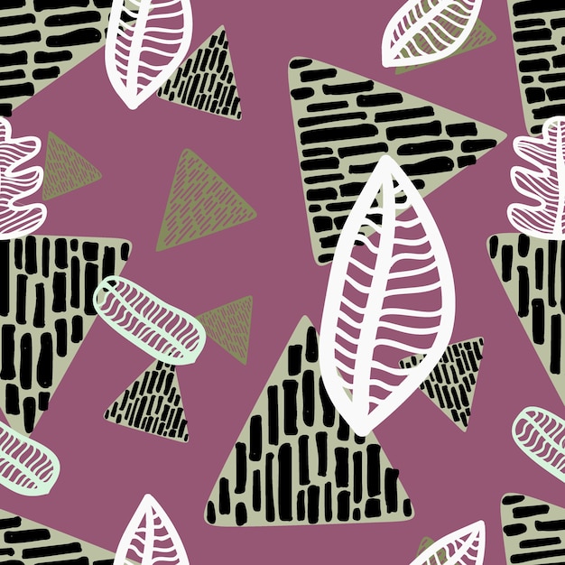 Motif de feuilles d&#39;automne sans couture avec dessin géométrique triangle