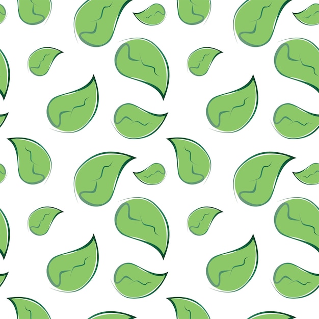 Motif de feuilles. Feuilles de griffonnage vert sur fond transparent. Toile de fond vectorielle continue.
