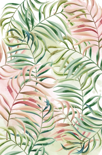 Vecteur motif de feuilles tropicales aquarelle.