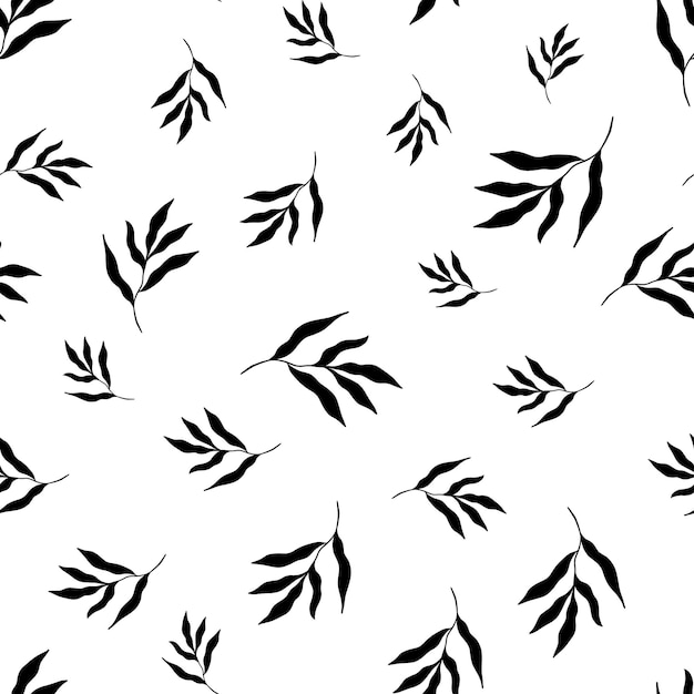 Motif De Feuilles Tropicales Sans Soudure. Motif Botanique Noir Et Blanc. Papier Numérique Floral Dans Un Style Scandinave Minimaliste.