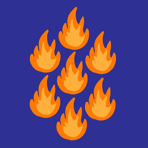 Vecteur motif de flammes avec icône dessinée à la main