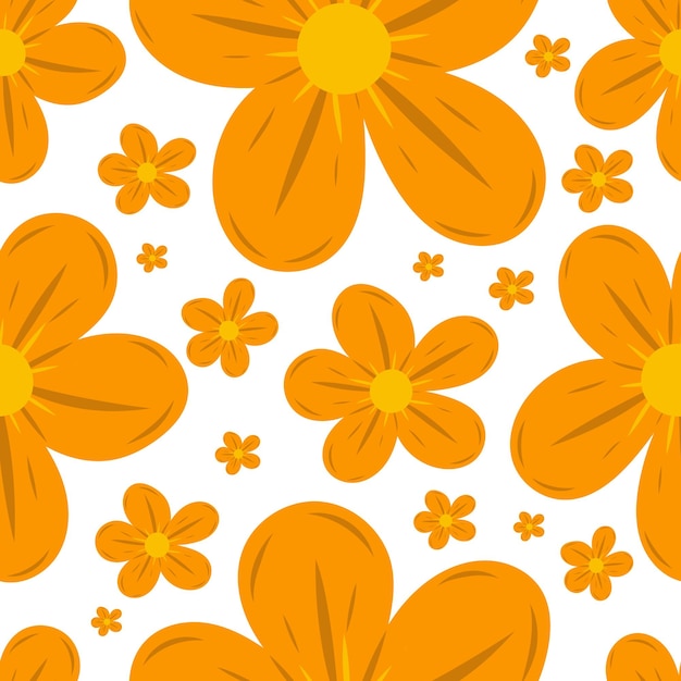 Vecteur motif de fleur orange sans couture sur un fond blanc isolé vecteur botanique