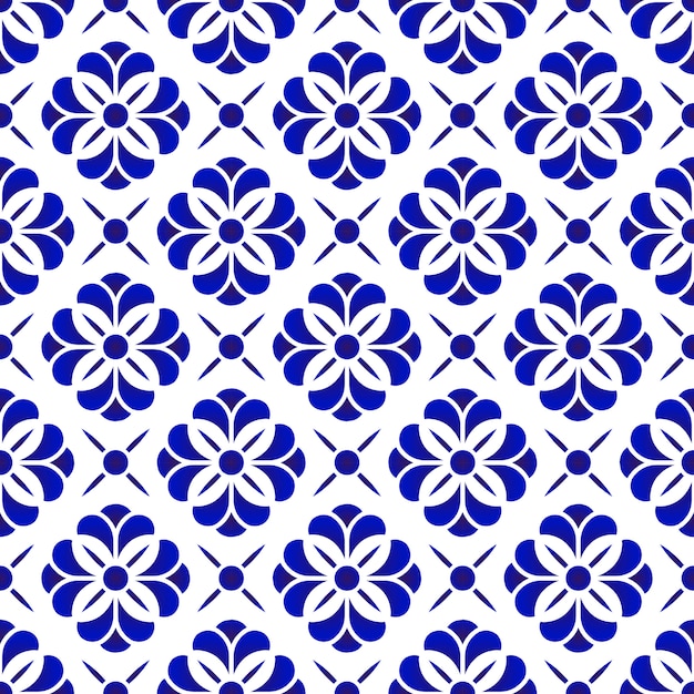 motif de fleurs en céramique, fond sans couture florale bleue et blanche, belle porcelaine