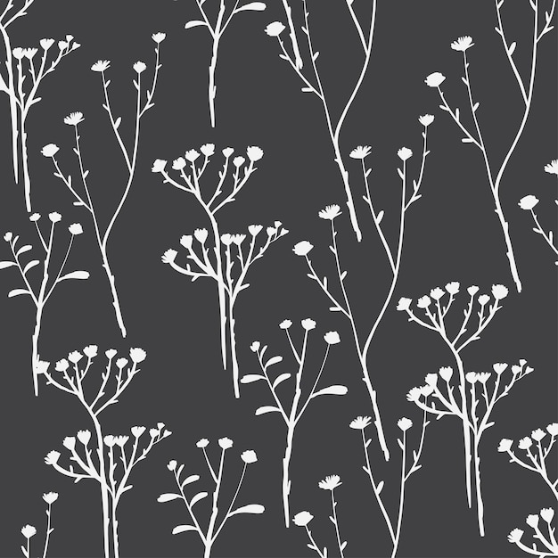 Vecteur motif de fleurs noir et blanc