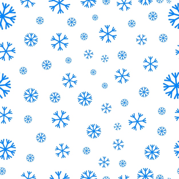 Motif de flocon de neige bleu sans couture sur fond blanc Motif vectoriel sans coutures de flocons de neige