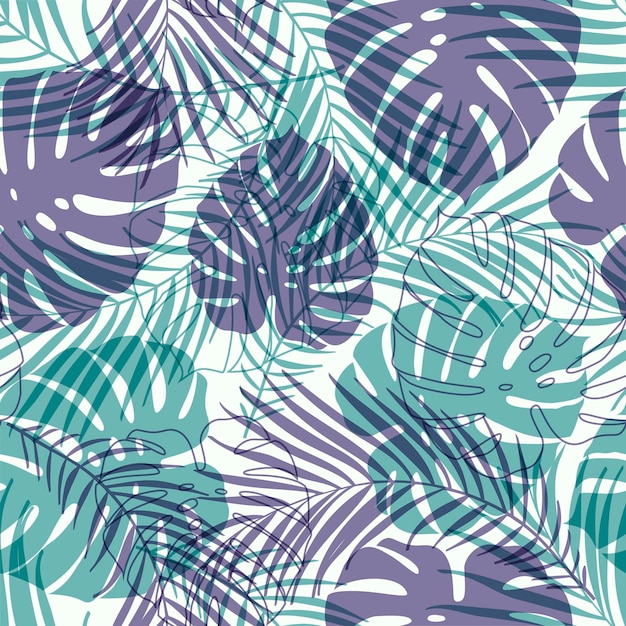 Motif Floral Abstrait Sans Couture Avec Des Feuilles. Fond Tropical