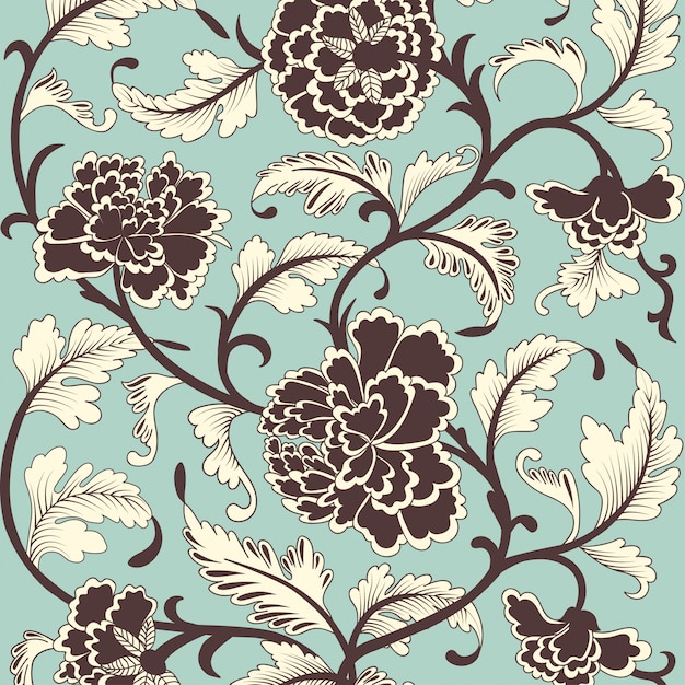 Motif floral antique de couleur ornementale.