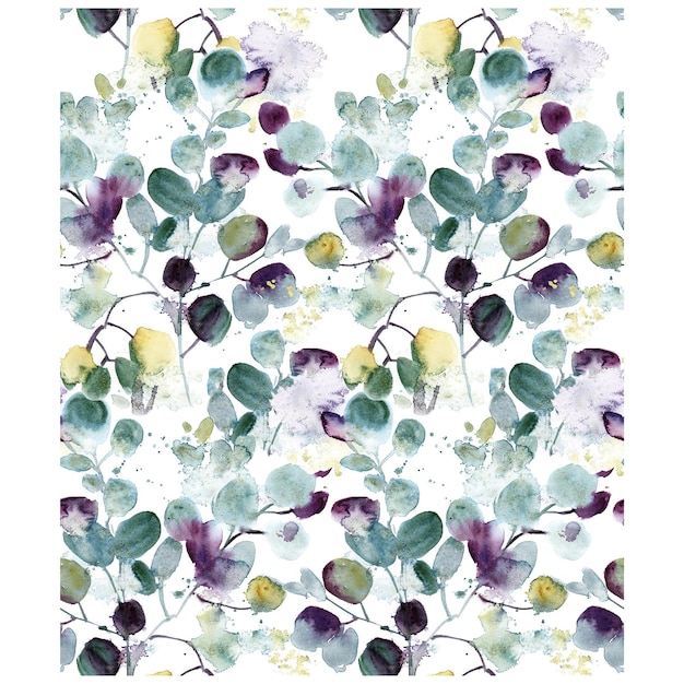 Vecteur motif floral aquarelle avec une branche d'eucalyptus.