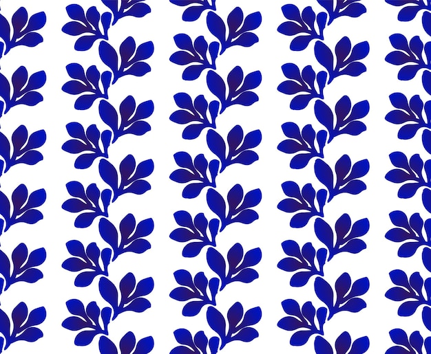 Motif Floral Bleu Et Blanc