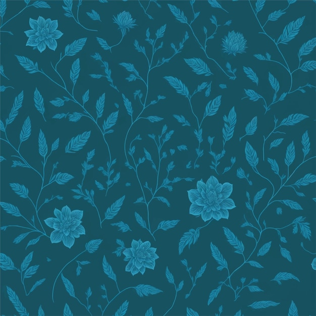 Un motif floral bleu avec des fleurs et des feuilles