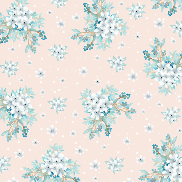 Motif Floral Bleu