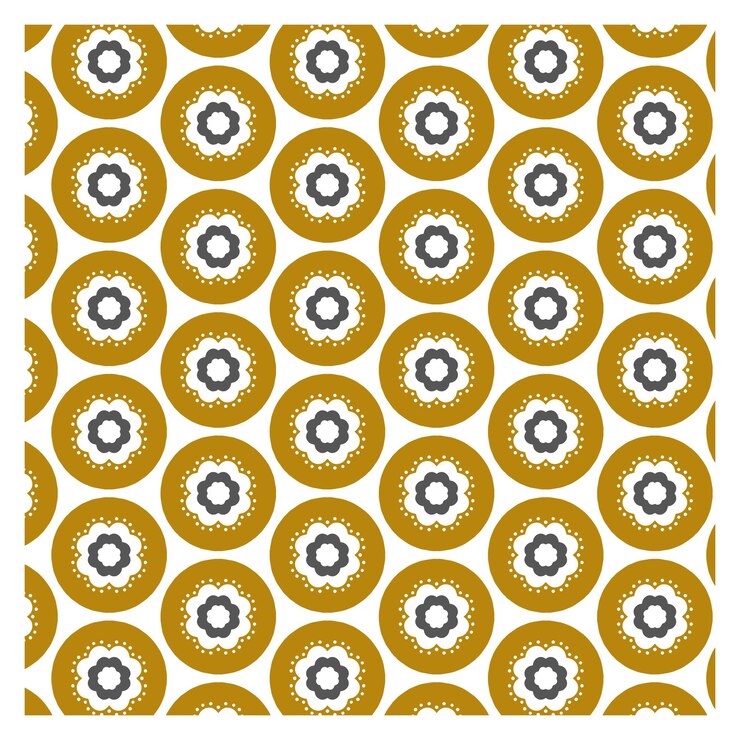 Vecteur motif floral circulaire sans couture jaune et blanc