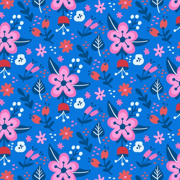 Motif floral à dessin plat dessiné à la main