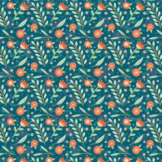 un motif floral avec des fleurs et des feuilles d'orange