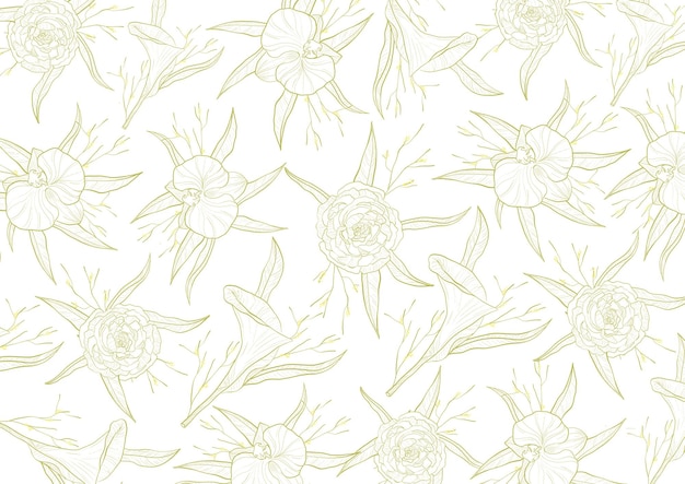 Vecteur un motif floral avec des fleurs sur un fond beige