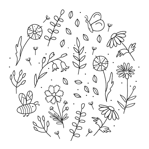 Vecteur motif floral en forme de cercle
