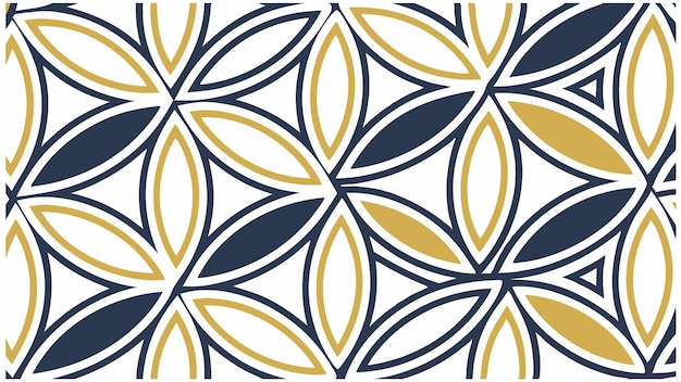 Motif floral géométrique en design abstrait bleu marine et or