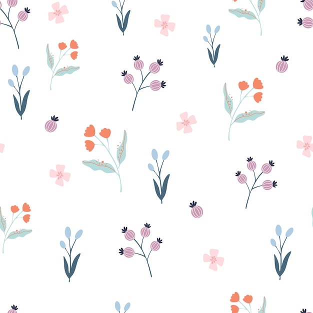 Motif floral harmonieux Texture épanouie créative Fond de fleurs sauvages Idéal pour le scrapbooking textile tissu Illustration de dessin animé vectoriel