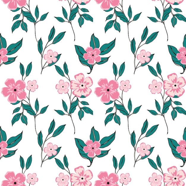 Motif Floral D'illustration Vectorielle Continue Isolé Sur Fond Blanc