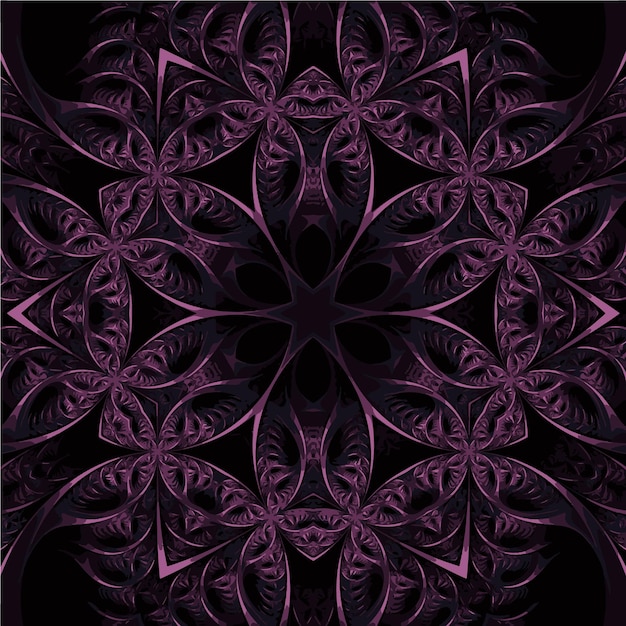 Vecteur motif floral mandala violet foncé design vectoriel géométrique