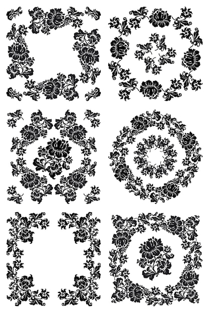 Vecteur motif floral en noir