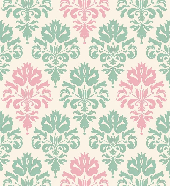 Vecteur un motif floral rose et vert sur un fond blanc