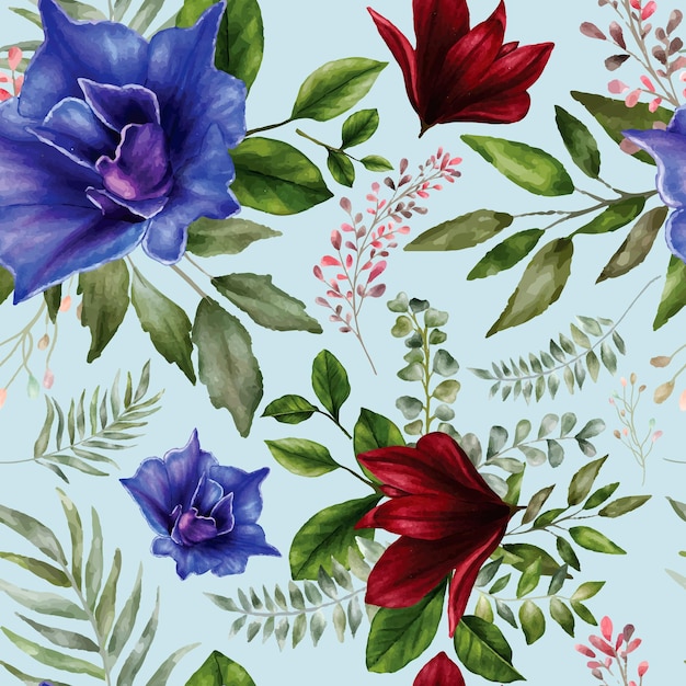 motif floral sans couture aquarelle