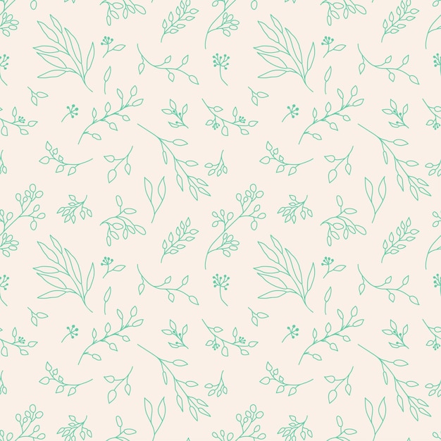 Motif Floral Sans Couture Avec Feuilles Et Branches Dessinées Dans Un Style Doodle Plantes Et Feuilles Vertes
