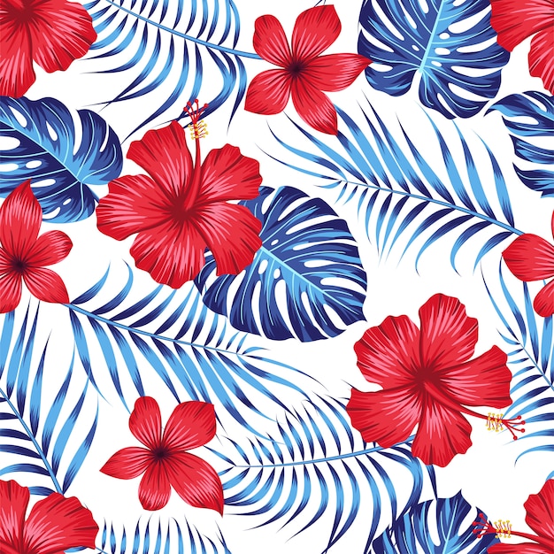 Motif Floral Sans Couture Avec Des Feuilles Tropicales