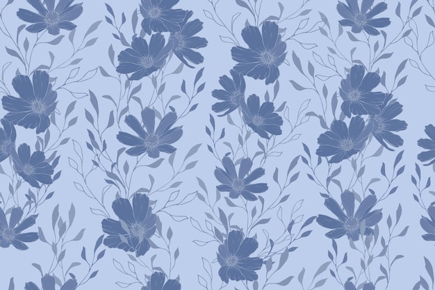 Motif floral sans couture avec fleur de cosmos bleu