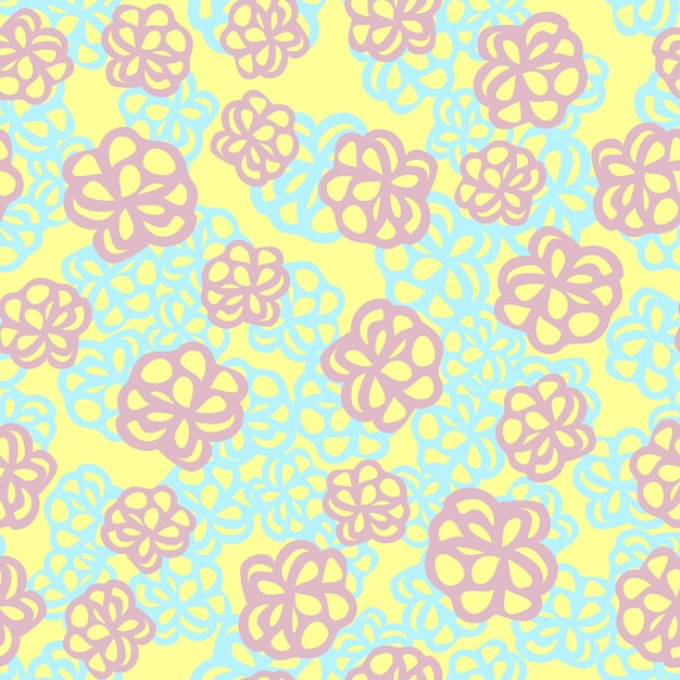 Motif floral sans couture avec des fleurs de couleur dessin animé mignon, dessin vectoriel original doodle