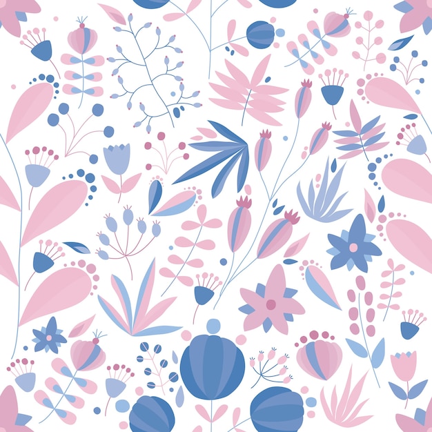 Motif Floral Sans Couture Avec Fleurs Et Plantes