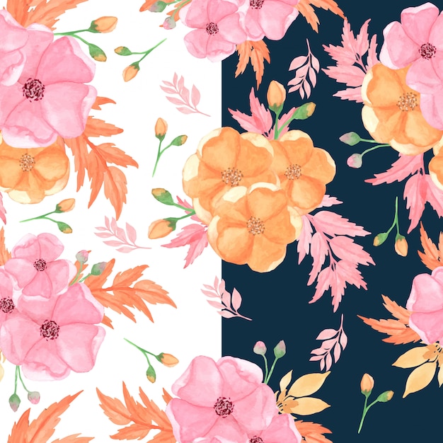 Motif Floral Sans Couture Avec Des Fleurs Roses Et Orange