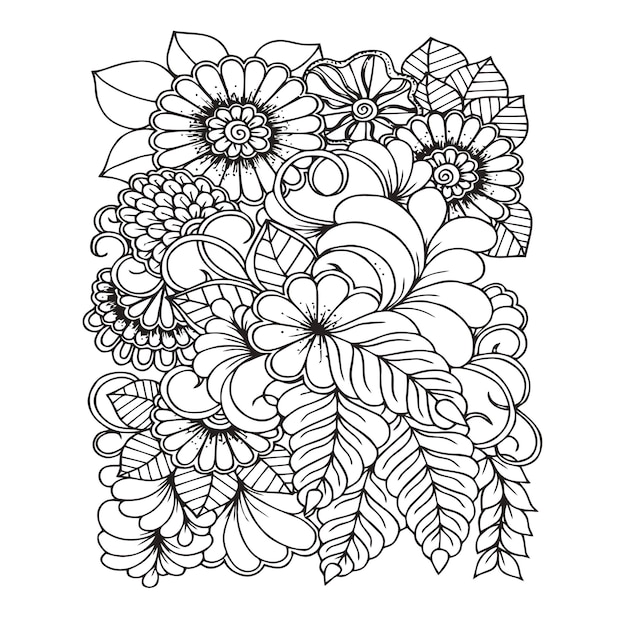 Motif Floral Sans Couture Fond De Doodle Zentangle Motif Dessiné à La Main Noir Et Blanc