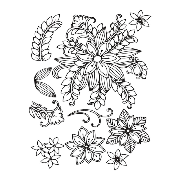 Motif Floral Sans Couture Fond De Doodle Zentangle Motif Dessiné à La Main Noir Et Blanc