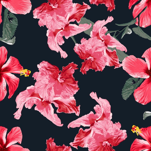 Motif Floral Sans Couture Fond De Fleurs D'hibiscus