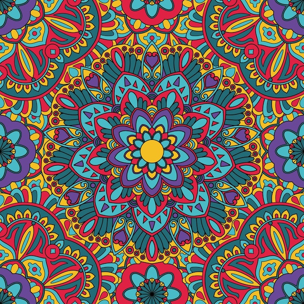 Vecteur un motif floral sans couture avec une illustration vectorielle du mandala