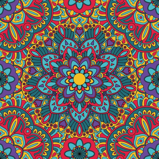 Un Motif Floral Sans Couture Avec Une Illustration Vectorielle Du Mandala