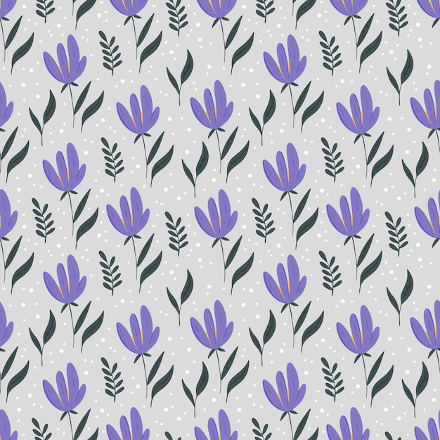 Vecteur un motif floral sans couture avec de jolies fleurs violettes