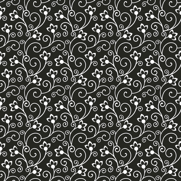 Motif floral sans couture noir et blanc