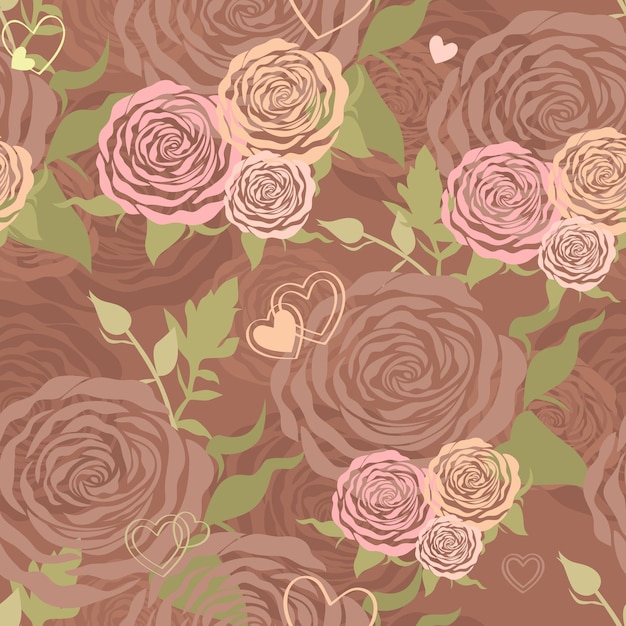 Motif Floral Sans Couture Pastel Avec Des Roses De Fleurs