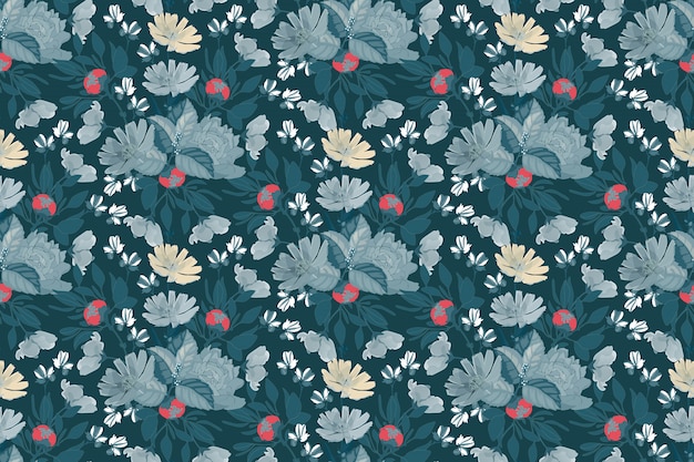 Motif Floral Sans Couture Avec Pivoine, Chicorée.