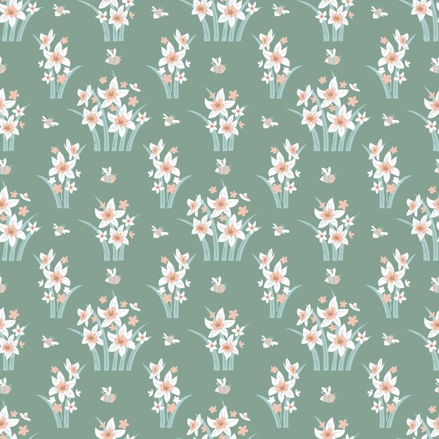 Motif Floral Sans Couture De Printemps Avec Des Jonquilles