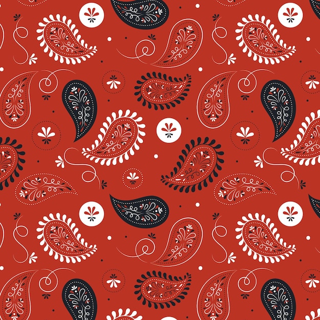 Motif Floral Sans Soudure Bandana Paisley Sur Fond Rouge