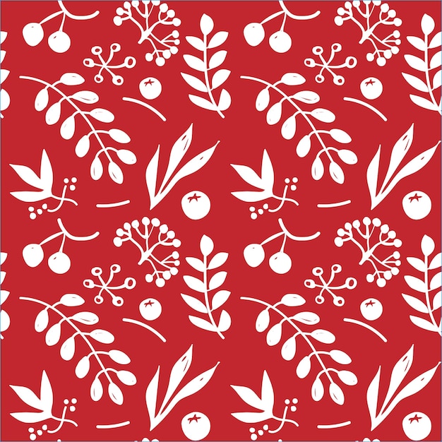 Motif floral sans soudure sur fond rouge, illustration vectorielle