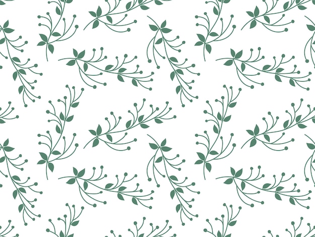 Motif Floral Sans Soudure Modèle Vectorielle Continue De Plantes Vert Linéaire Sur Croquis De Doodle Blanc