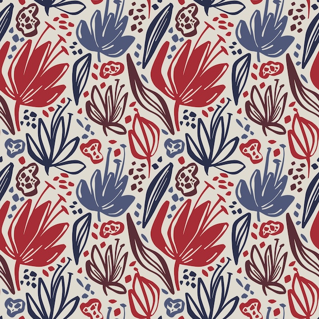 Motif Floral Sans Soudure De Vecteur Avec Des Fleurs Minimalistes Sur Fond Clair.